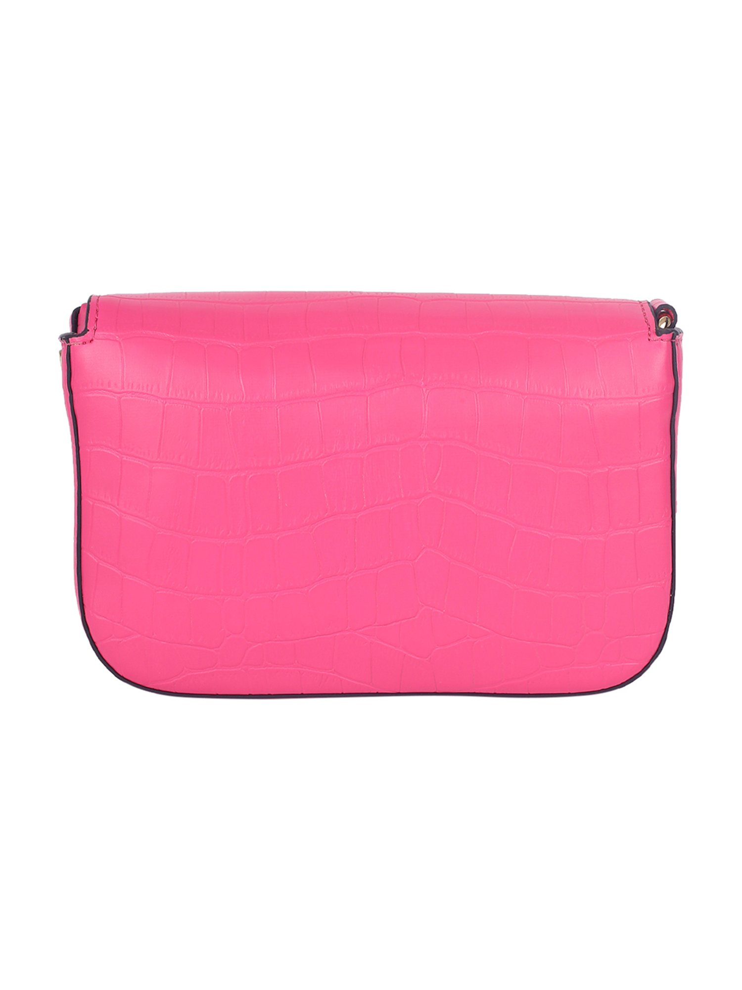 KLEIO Croco Mini Pink Small Leather Shoulder Handbag