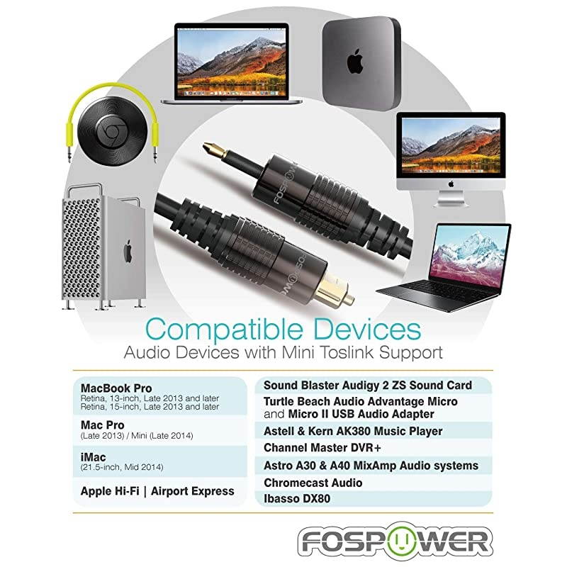 10 Feet 24K Gold Plated Toslink to Mini Toslink Digital Optical SPDIF Audio Cable with Metal Connectors StrainRelief PVC Jacket