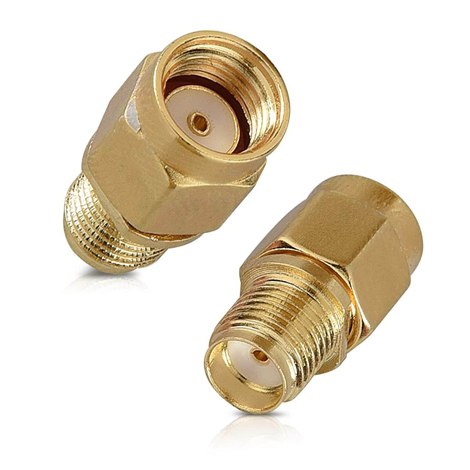 kwmobile RP-SMA Male to SMA Female Adaptor - Pack of 4 - Coaxial Aerial Cable Adapter Antenna Plug Coax Pin Socket Connector Multipack Set