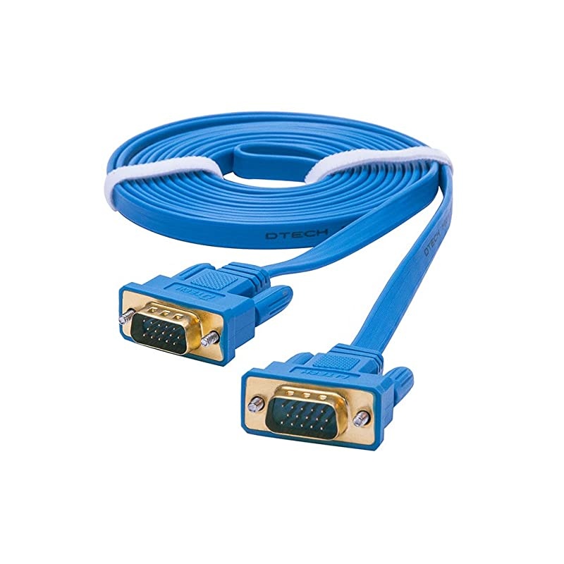3m Ultra Slim Flat Computer Monitor VGA Cable 10 Feet 15 Pin Male to Male Connector Wire Blue