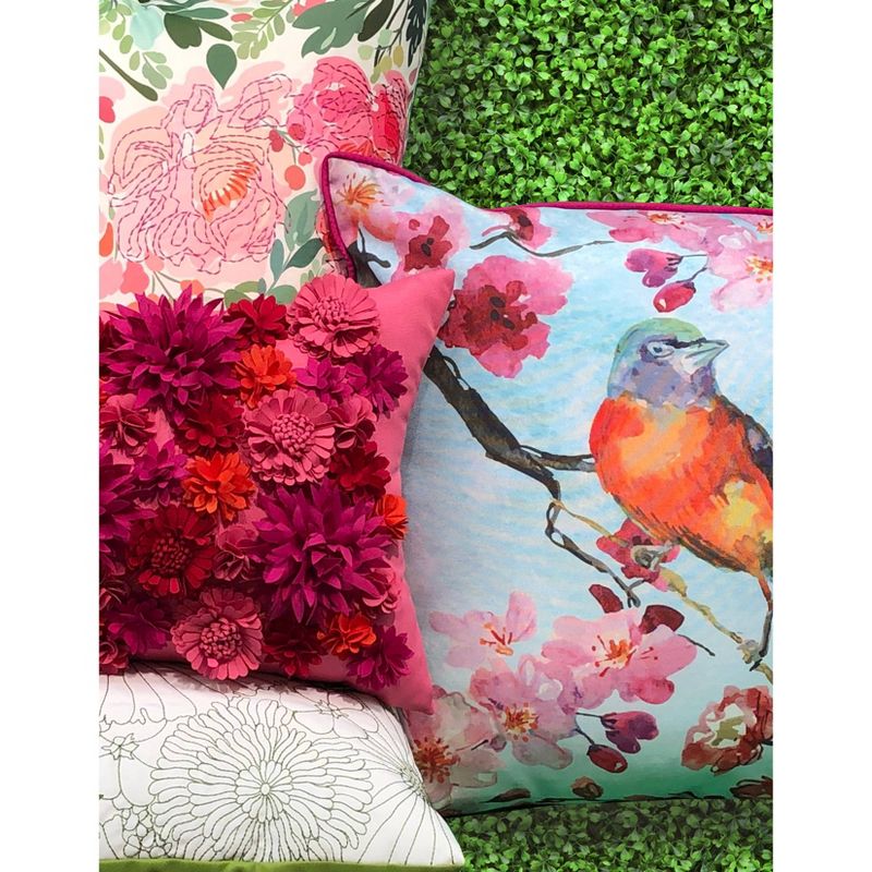 20" x 20" Pretty Peonies Floral Decorative Patio Throw Pillow - Edie@Home