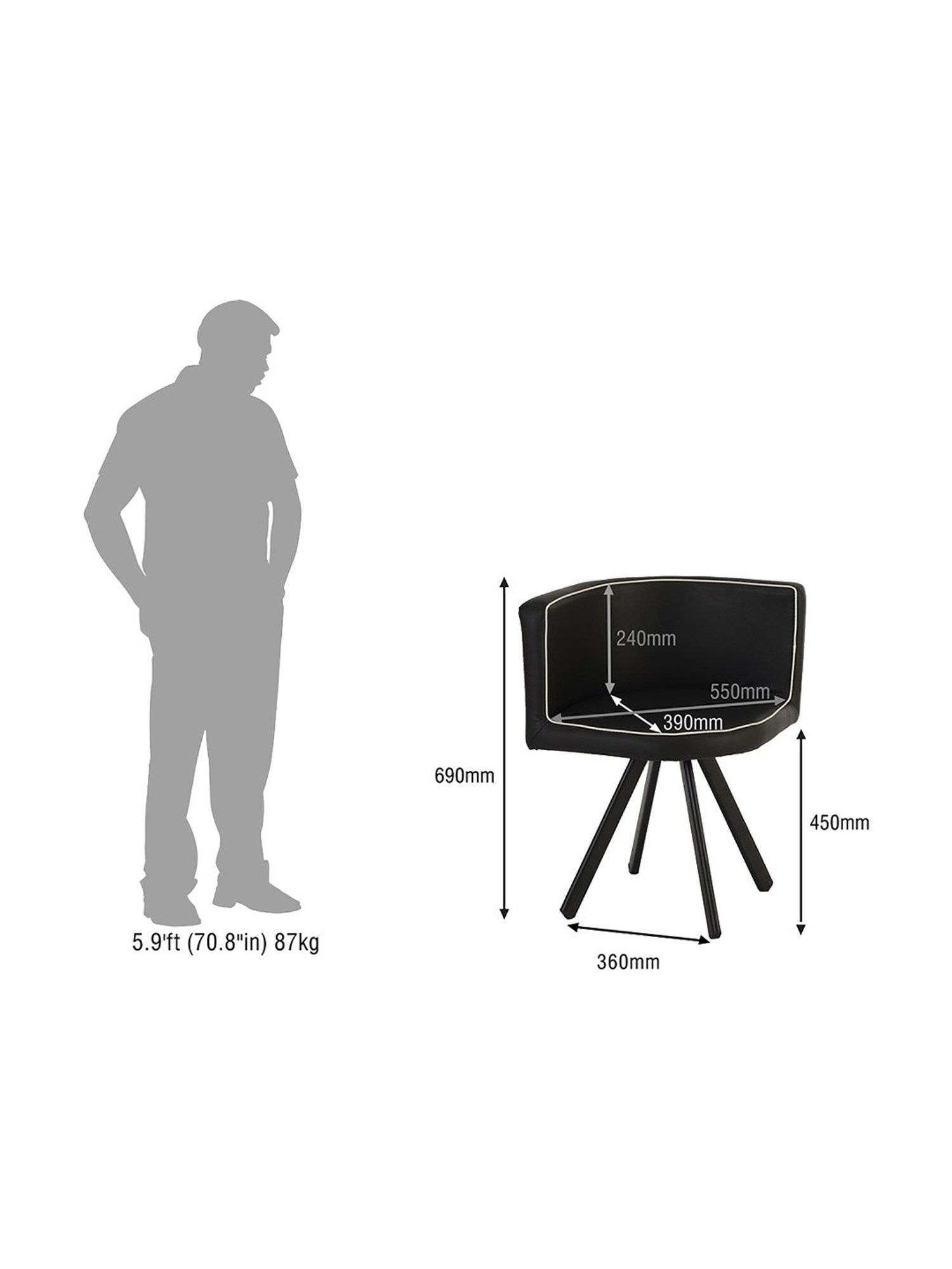 Pure Jenna Metal 4 Seater Dining Set in Black Finish