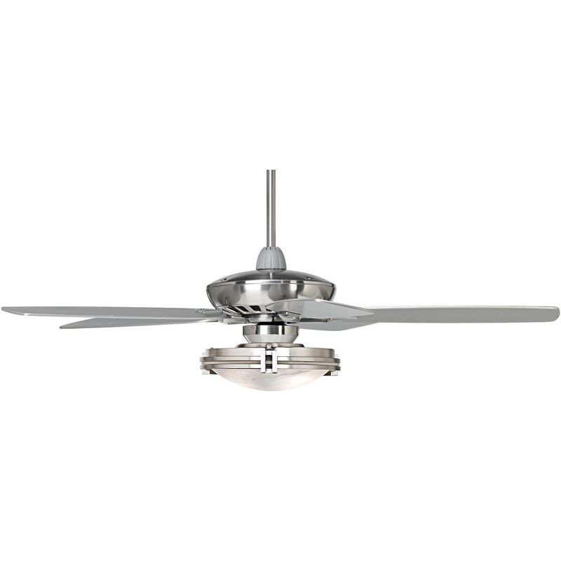 52" Casa Vieja Modern Ceiling Fan with Light LED Dimmable Remote Brushed Nickel Silver Blades Marbleized Glass for Living Room