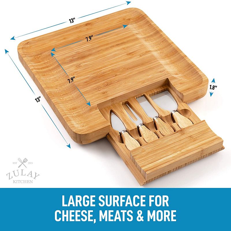 Zulay Kitchen Cheese Board and Knife Set (Bamboo)