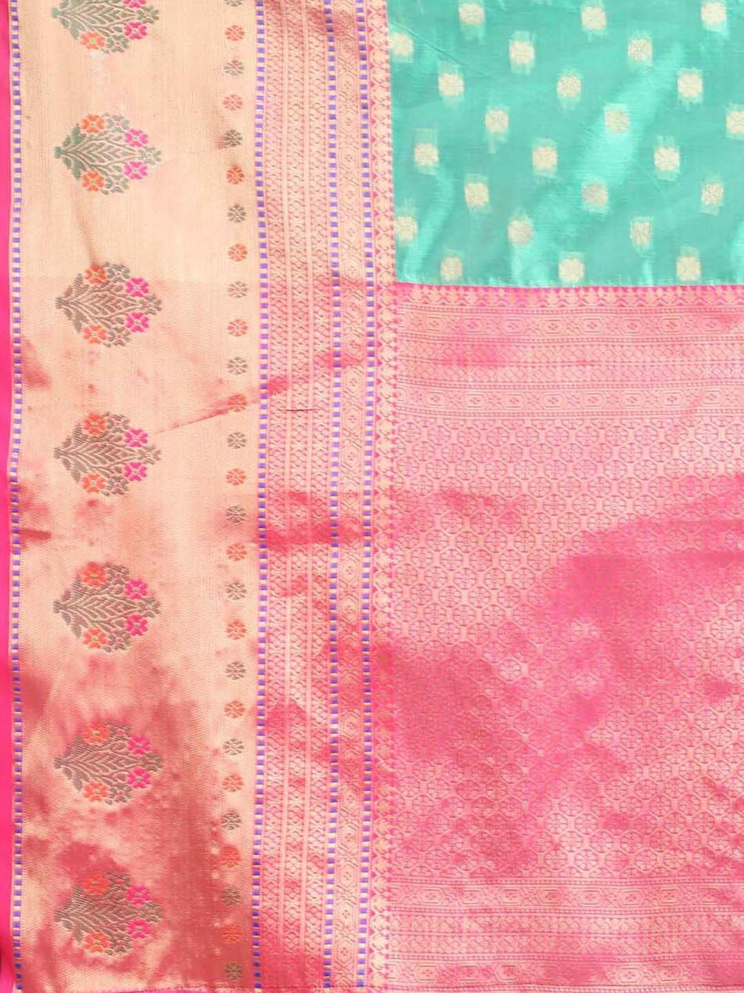 Silk Land Turquoise Silk Woven Saree With Unstitched Blouse