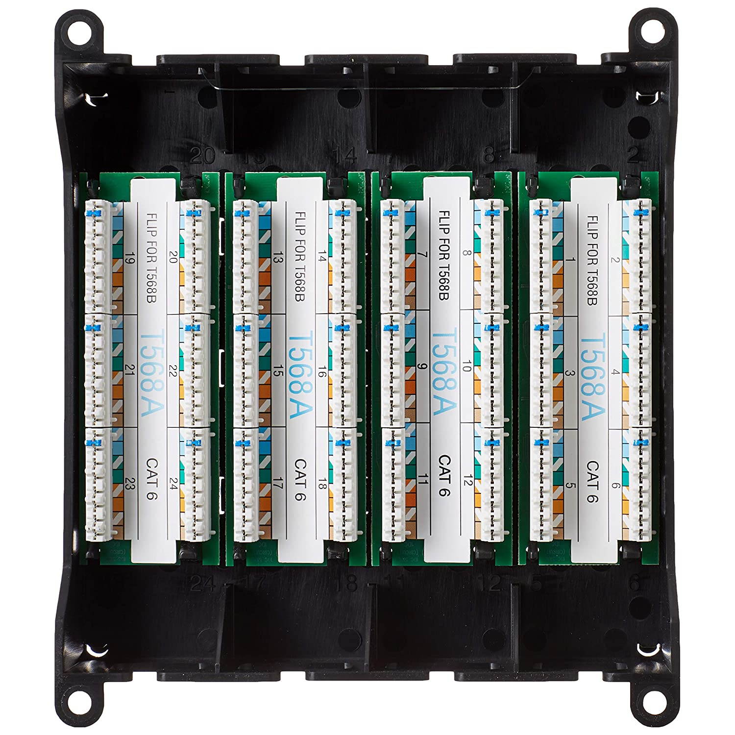 Leviton 476TM-624 Twist and Mount Patch Panel, 24 CAT 6 Ports