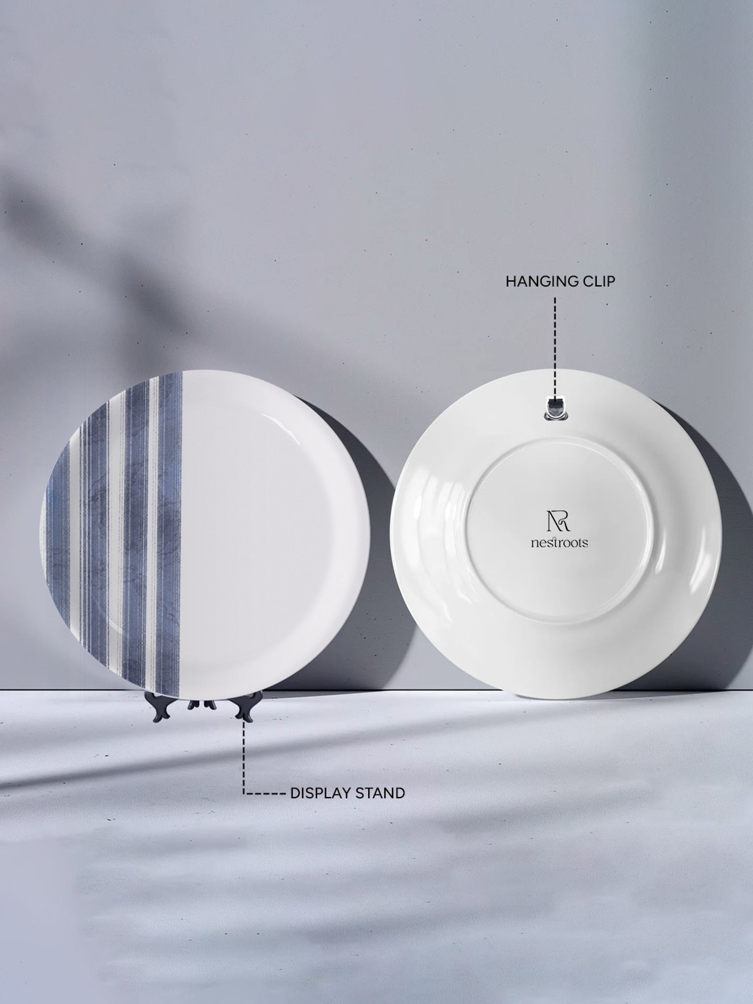 Nestroots Coastal Calm Blue & White Porcelain Decorative Wall Plate