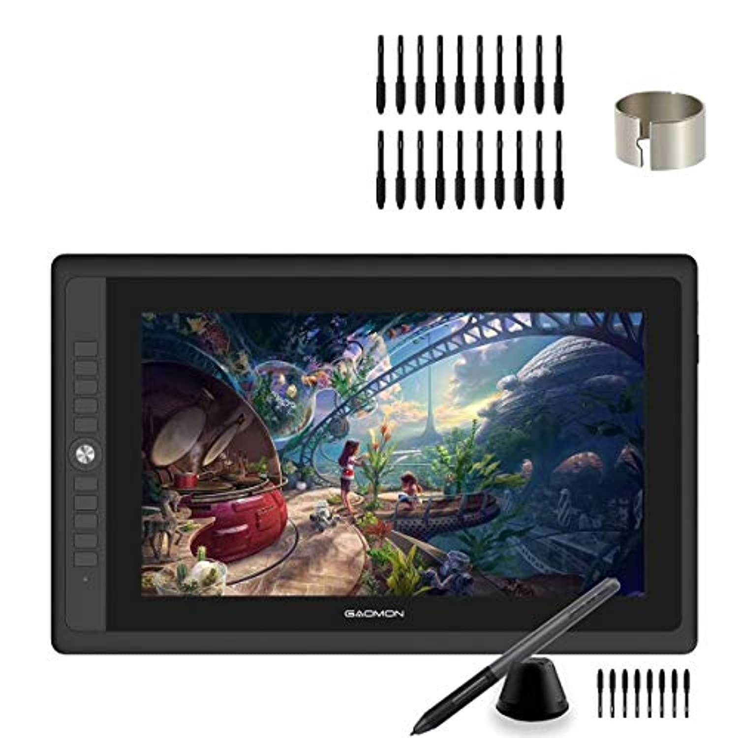 GAOMON PD156PRO Pen Display  and  20 Pen Nibs -15.6'' Full-Laminated 88%NTSC 8192 Tilt-Support Graphics Drawing Monitor Tablet for Digital Drawing/ Animation/ Online Teaching and Meeting