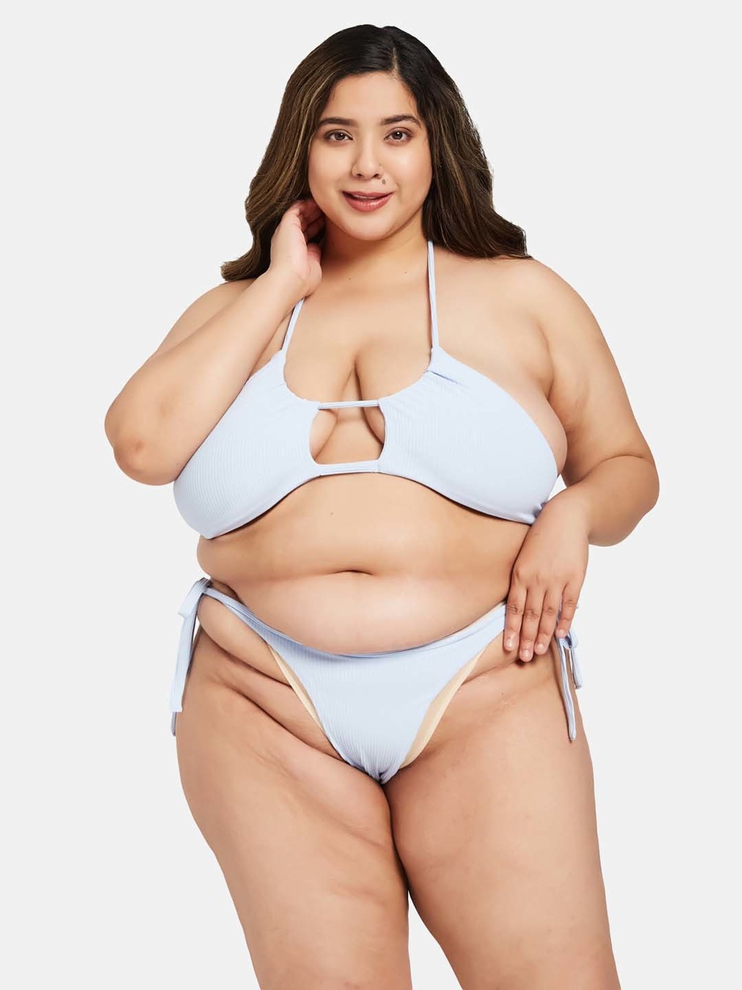 Secrets By ZeroKaata Mild Blue Plain Swimwear Bra Panty Set