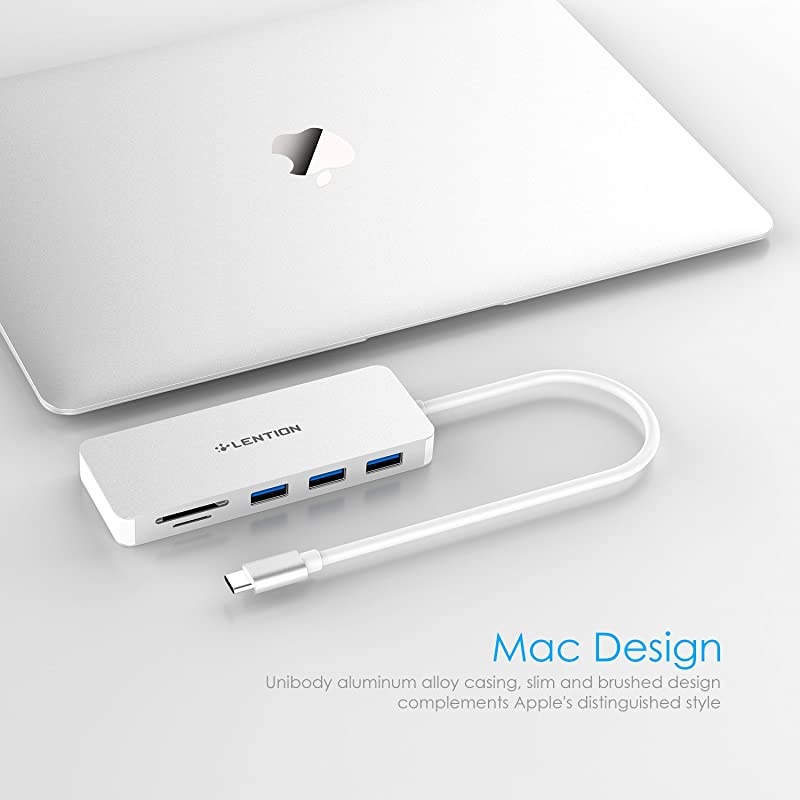 USB C Hub with 3 USB 3.0 and SD/Micro SD Card Reader Compatible 2020-2016 MacBook Pro 13/15/16, New Mac Air/iPad Pro/Surface, ChromeBook, More, Multi-Port Type C Adapter (CB-C15, Silver)