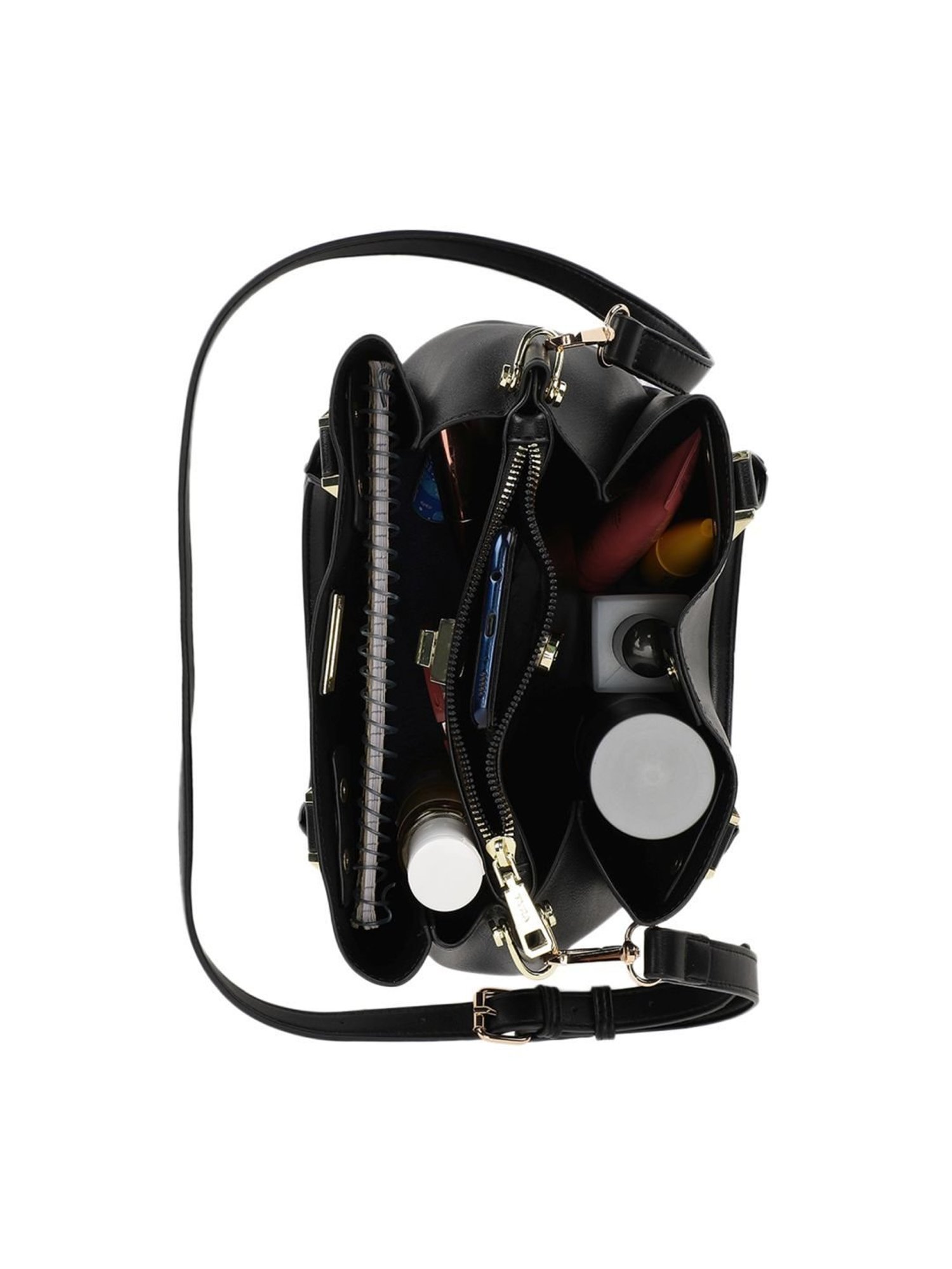 Tyra Olivia Black Solid Faux Leather Handbag