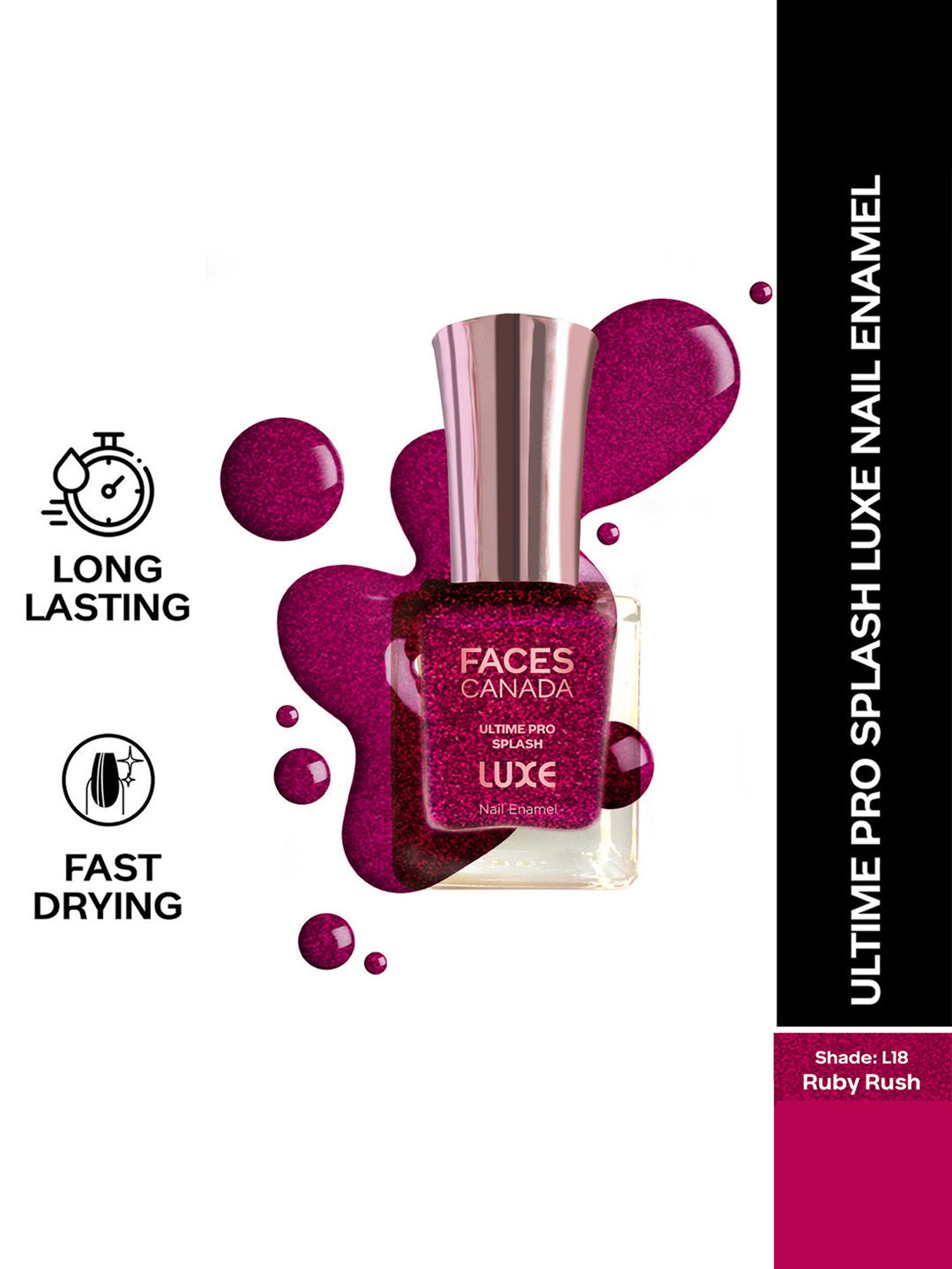 FACES CANADA Ultime Pro Splash Luxe Nail Enamel Ruby Rush L18 - 12 ml