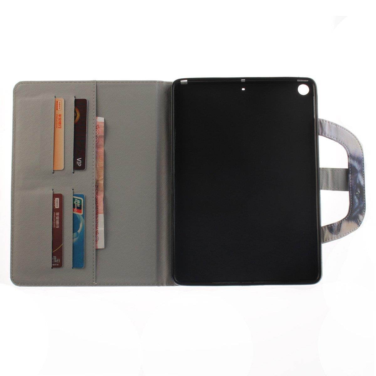 New iPad 2017 iPad 9.7 Case, Newshine Portable Lightweight Smart Stand Case with Card Slots for Apple iPad 9.7-inch 2017 Release [Auto Sleep/Wake], White Wolf