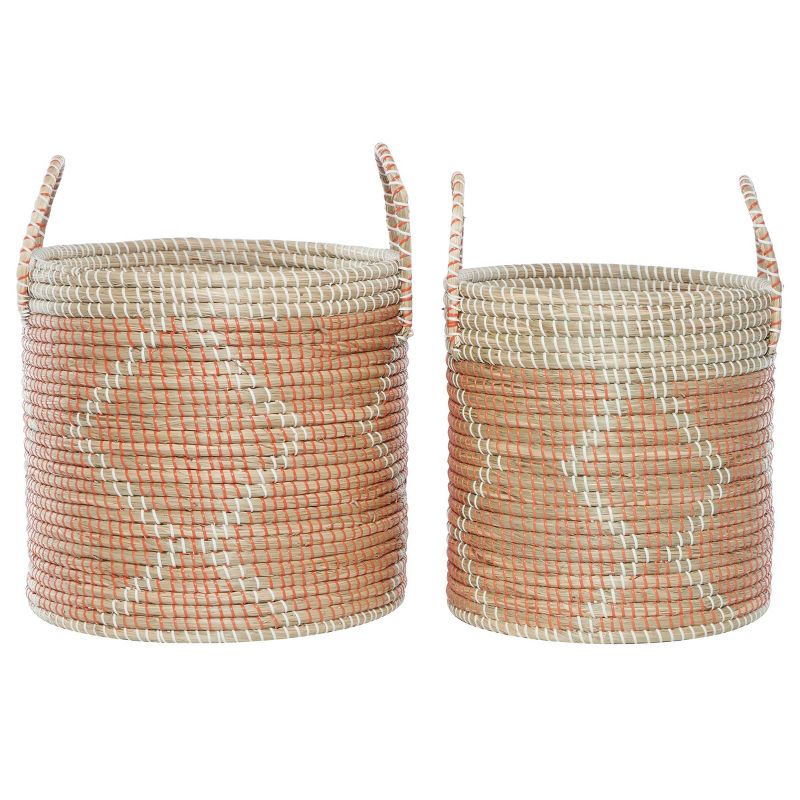 2pk Round Seagrass Storage Baskets with Handles