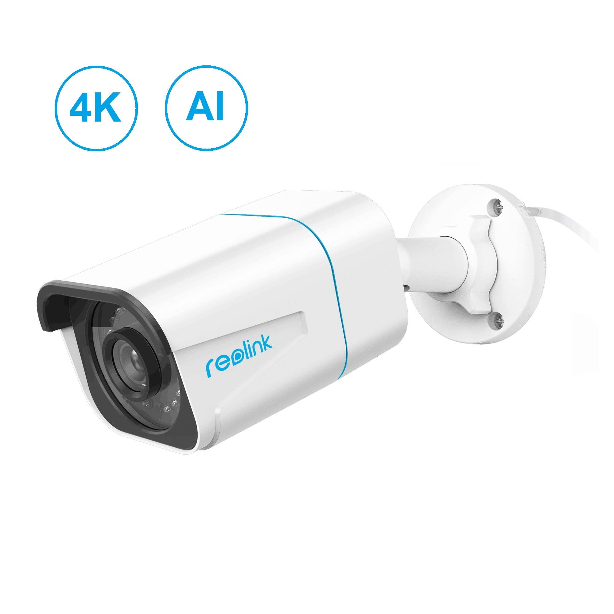 Reolink 4K Outdoor Security Camera, Smart Human/Vehicle Detection Audio Bullet Work with Google Assistant PoE IP Camera, 256GB Micro SD (not Included) Storage for 24/7 Recording, RLC-810A