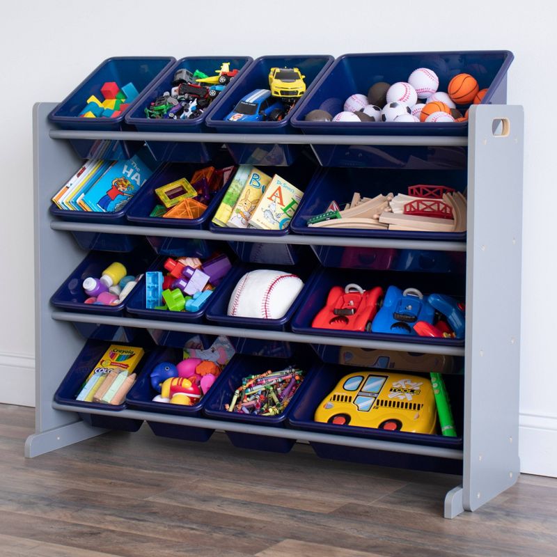Newport Super Sized Toy Storage Organizer with 16 Storage Bins Navy/Gray - Humble Crew