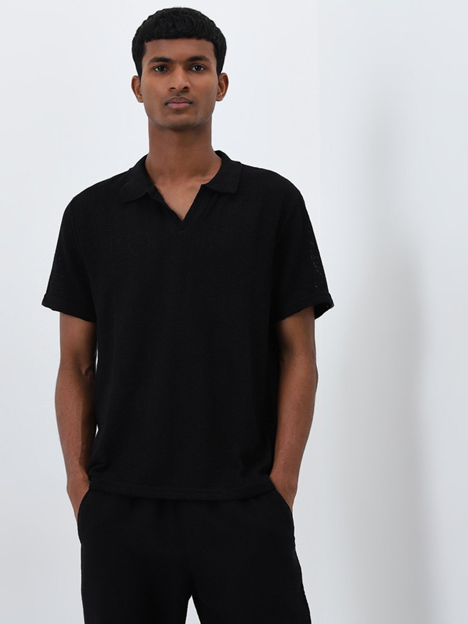ETA by Westside Black Knitted Relaxed-Fit T-Shirt