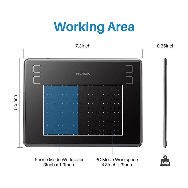 Inspiroy H430P Android Supported Graphics Drawing Tablet Digital Pen Tablet with BatteryFree Stylus 4 Express KeysUpgraded OTG Version