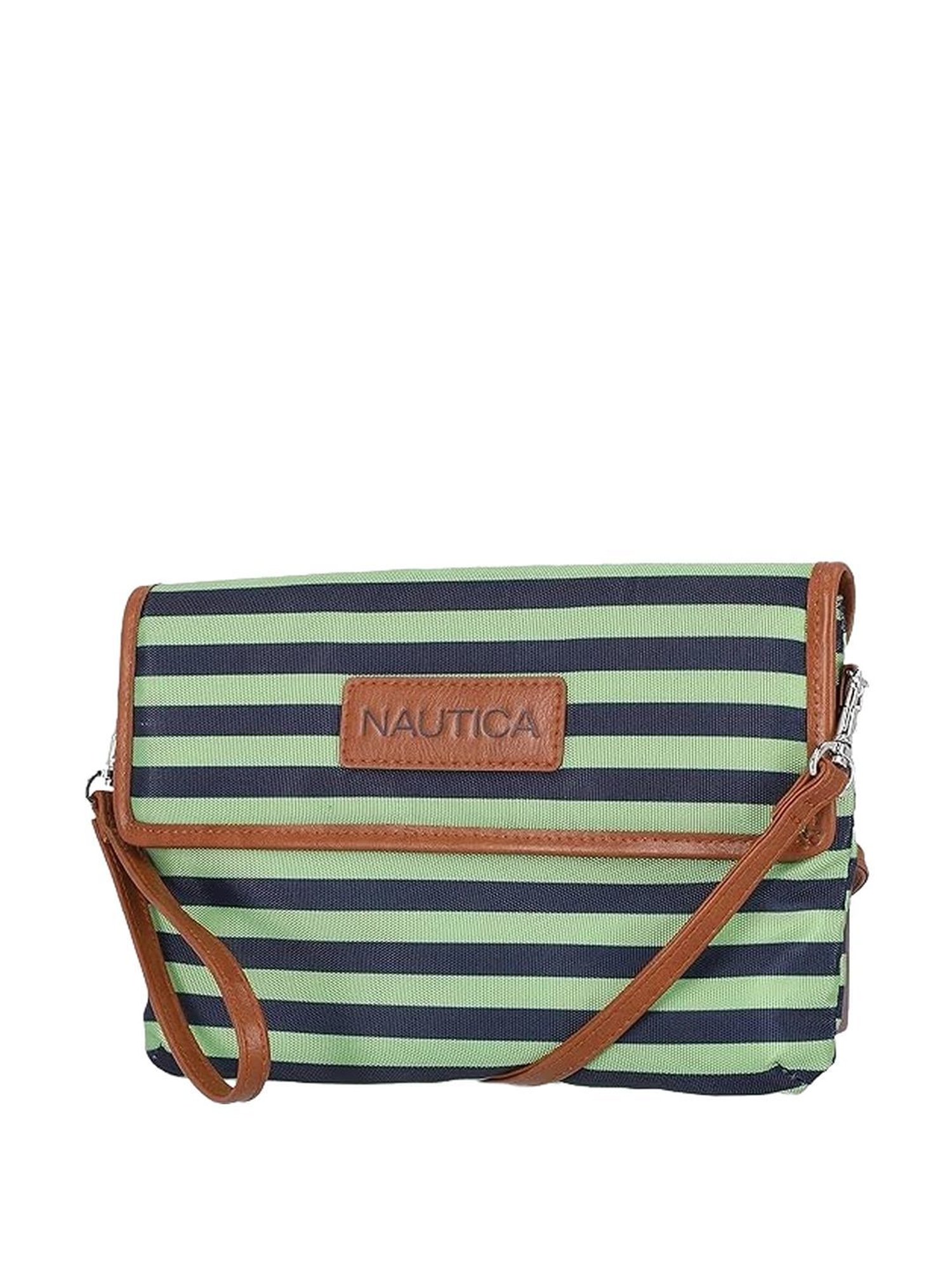 Nautica Green Striped Medium Sling Handbag