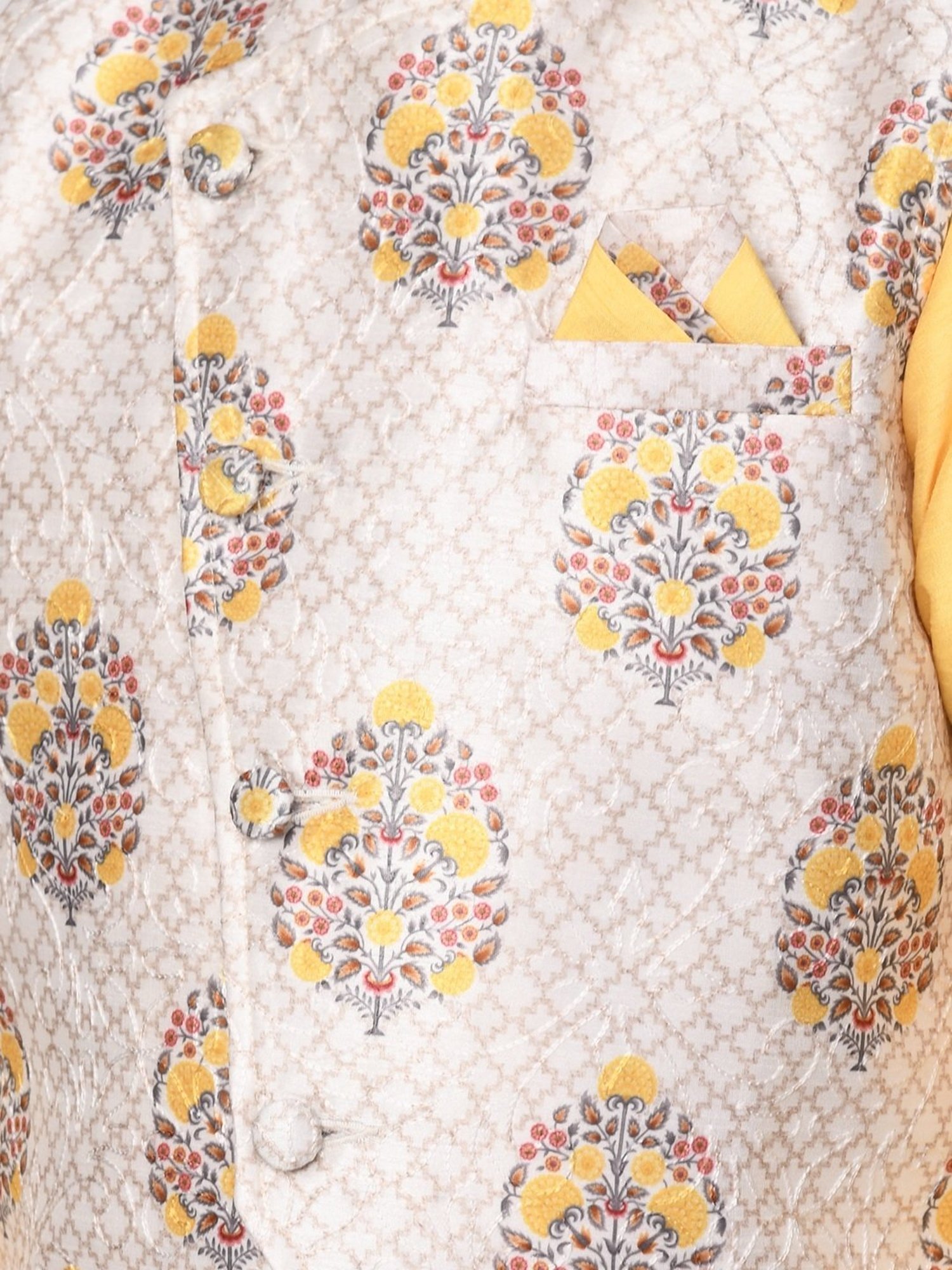 Lilpicks Kids Yellow Printed Full Sleeves Kurta Set