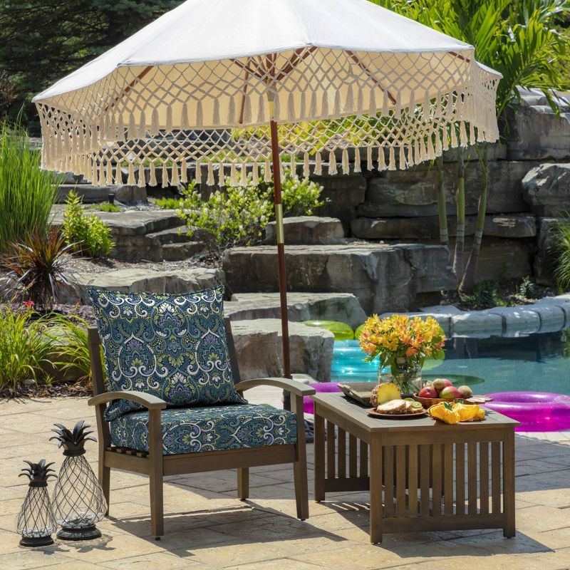 Aurora Damask Deep Seat Outdoor Cushion Set Sapphire - Arden Selections
