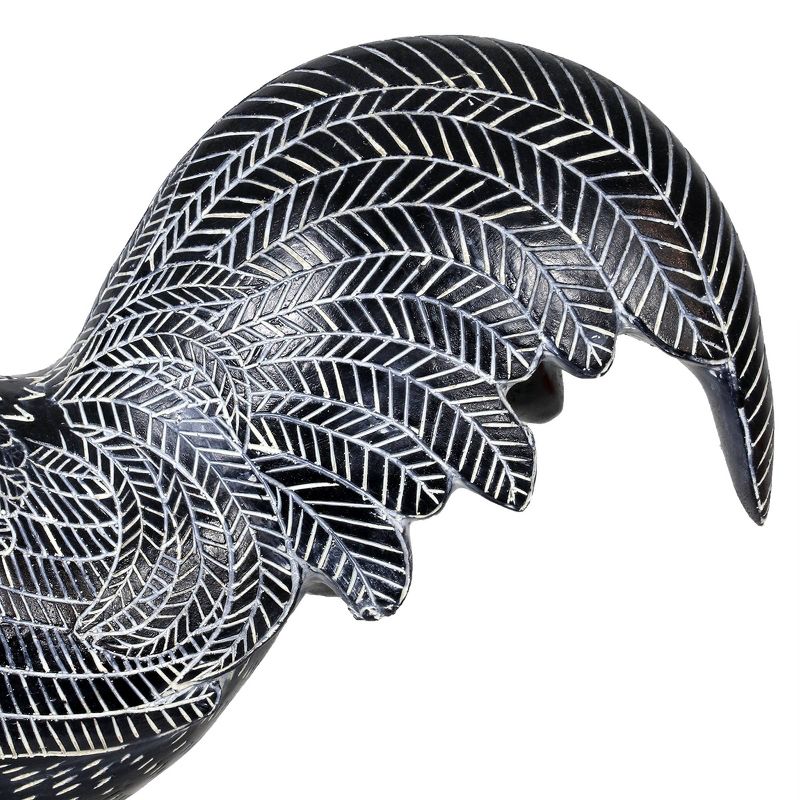 11.81" Resin Polka Dot Rooster Statue Black/White - Exhart