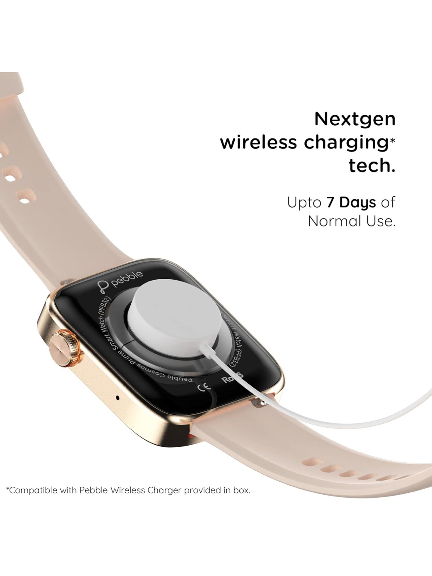 Pebble Cosmos Prime 1.91 inch Bluetooth Calling Smart Watch - Ivory Gold