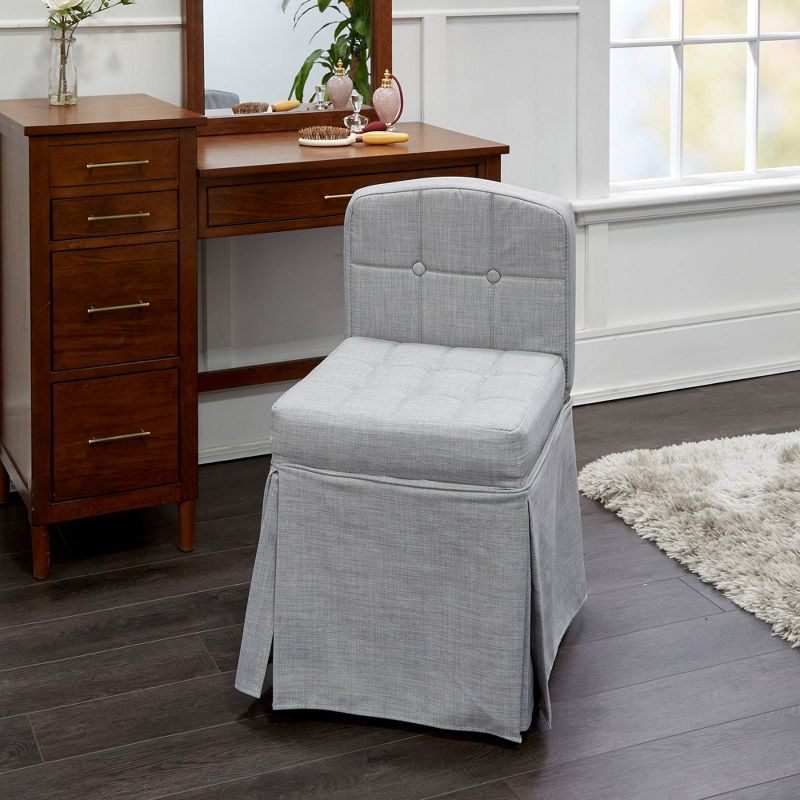 Skirted Tufted Vanity Seat Gray - Silverwood