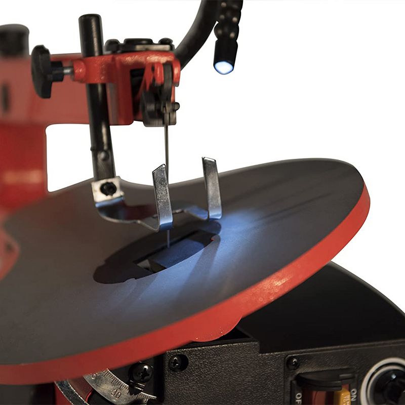 General International BT8007 Variable Speed 16 Inch Scroll Saw with Flexible LED Work Light, Flexi Sawdust Blower, and 1.25" Dust Collection Port, Red