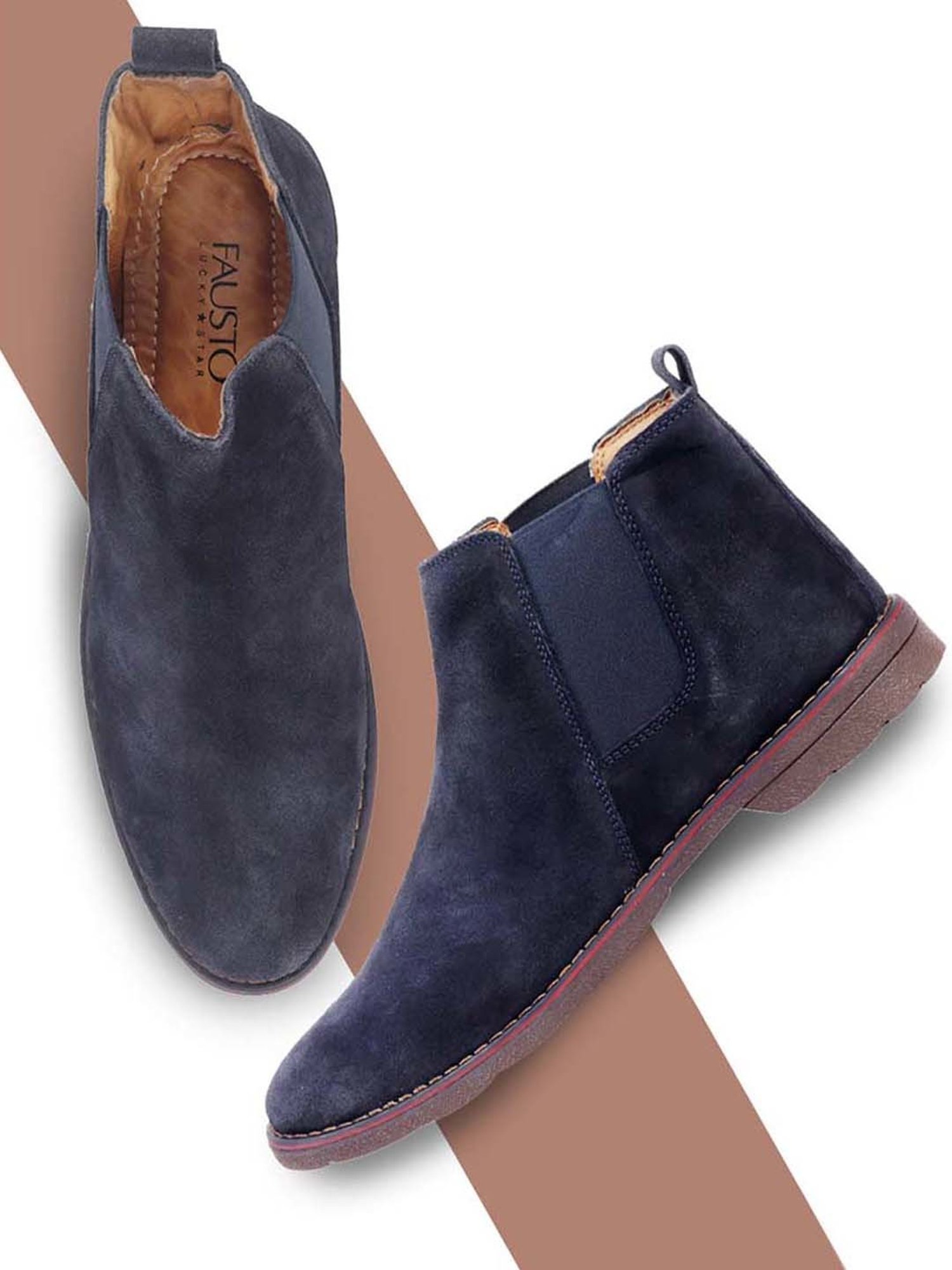 Fausto Men's Navy Chelsea Boots