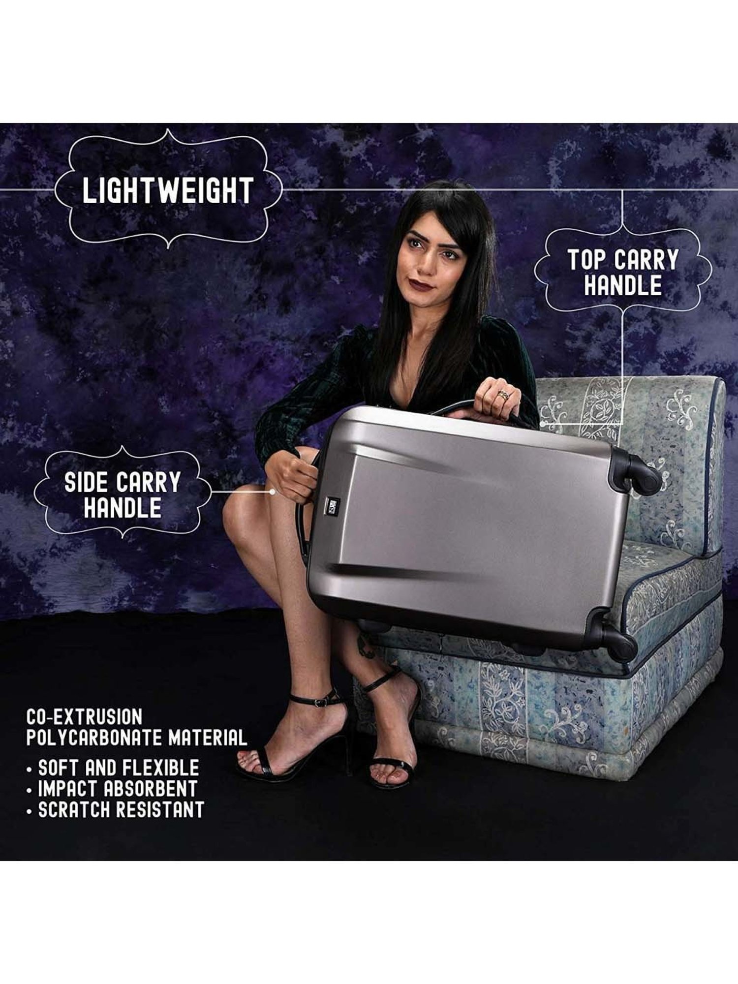 Perquisite Y2K Luxe Range Black Hard 20" Cabin Luggage