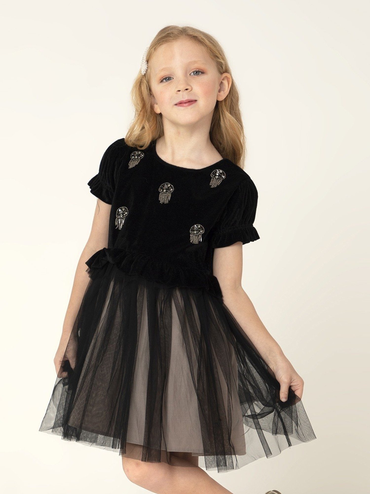 Cherry Crumble By Nitt Hyman Kids Black Embellished  Dress
