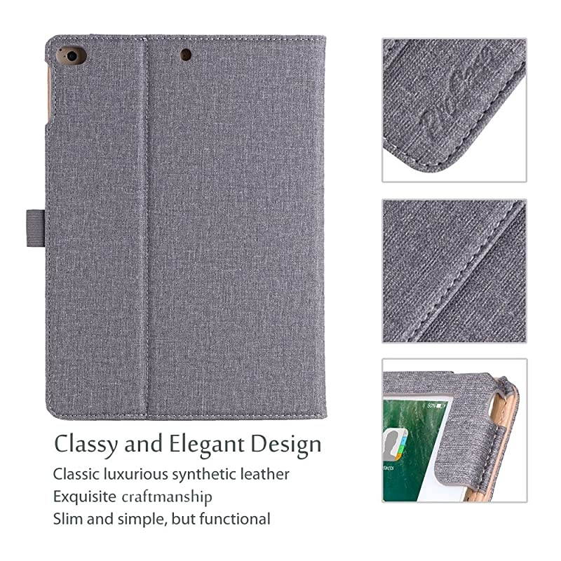 iPad 9.7 Case (Old Model) 2018 iPad 6th Generation / 2017 iPad 5th Generation Case - Stand Folio Cover Case for Apple iPad 9.7 inch, Also Fit iPad Air 2 / iPad Air &ndash;Grey