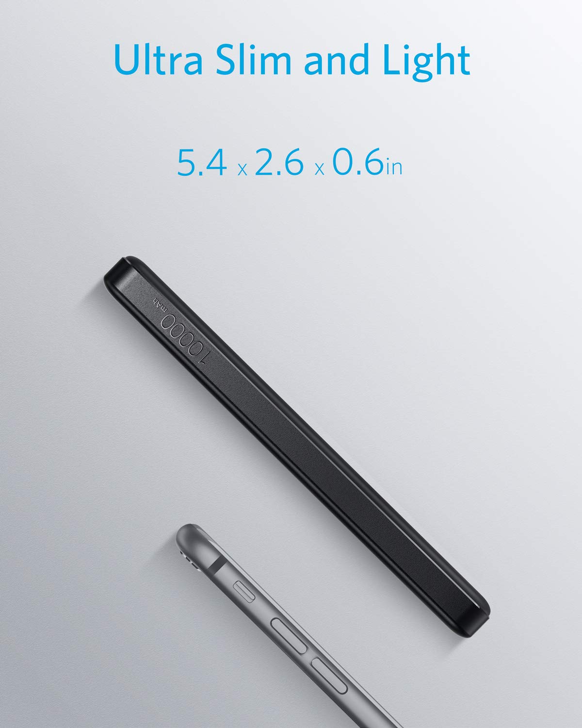 Anker PowerCore II Slim 10000 Ultra Slim Power Bank, Upgraded PowerIQ 2.0 (up to 18W Output) Portable Charger, Fast Charge for iPhone, Samsung Galaxy and More (Black)