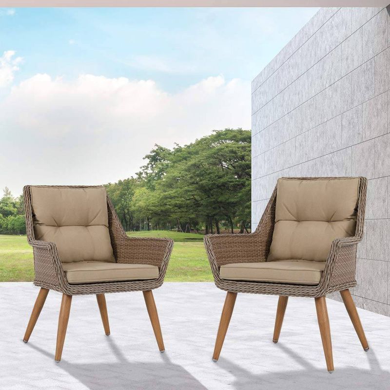 4pc Wicker Patio Seating Set With Cushions Khaki - Nuu Garden