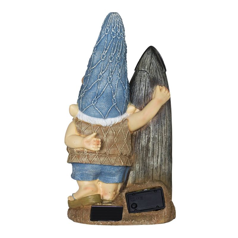 15.59" Resin Solar Surfing Sol Beach Gnome - Exhart
