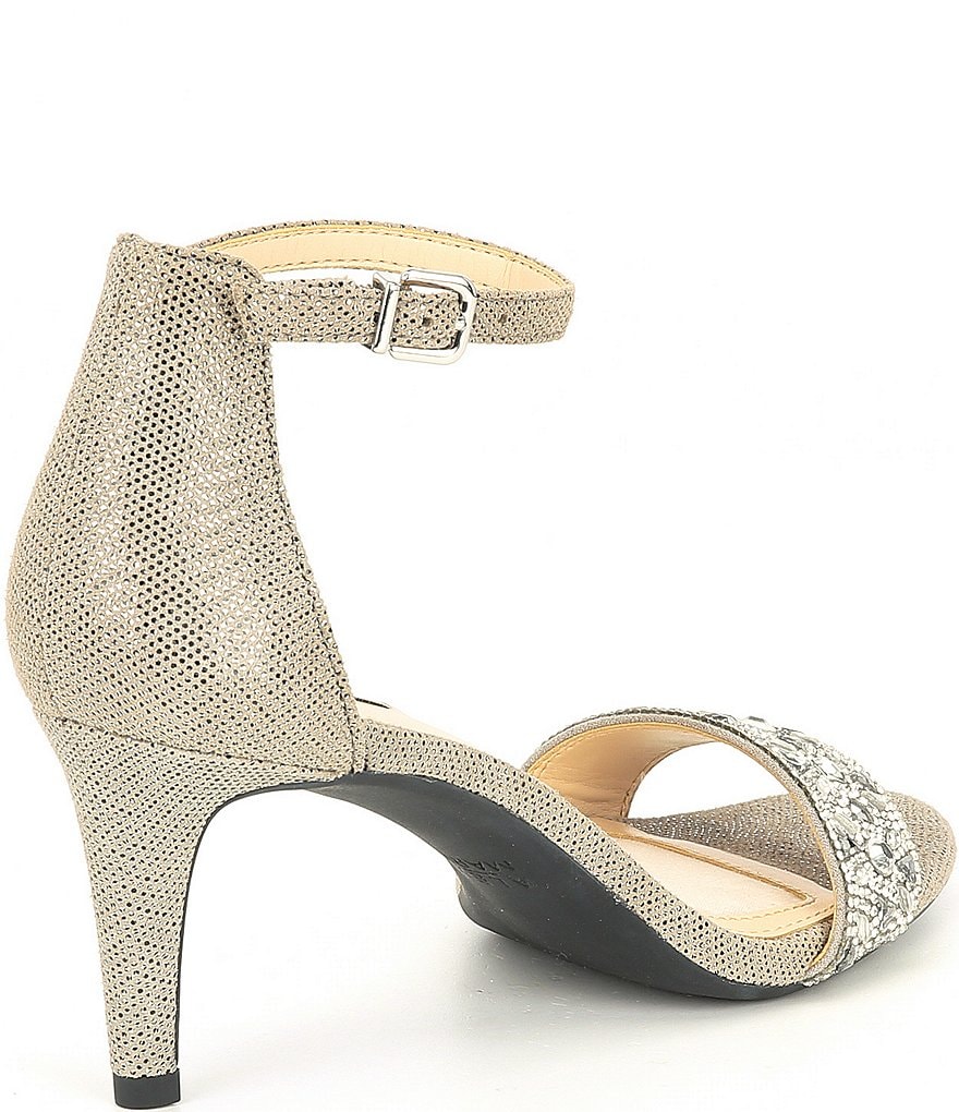 Alex Marie Pasquale Leather Rhinestone Strap Heels