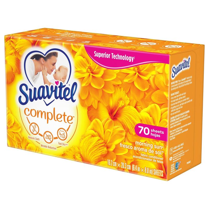 Suavitel Complete Scented Fabric Conditioner Dryer Sheets for Laundry - Morning Sun - 70 ct