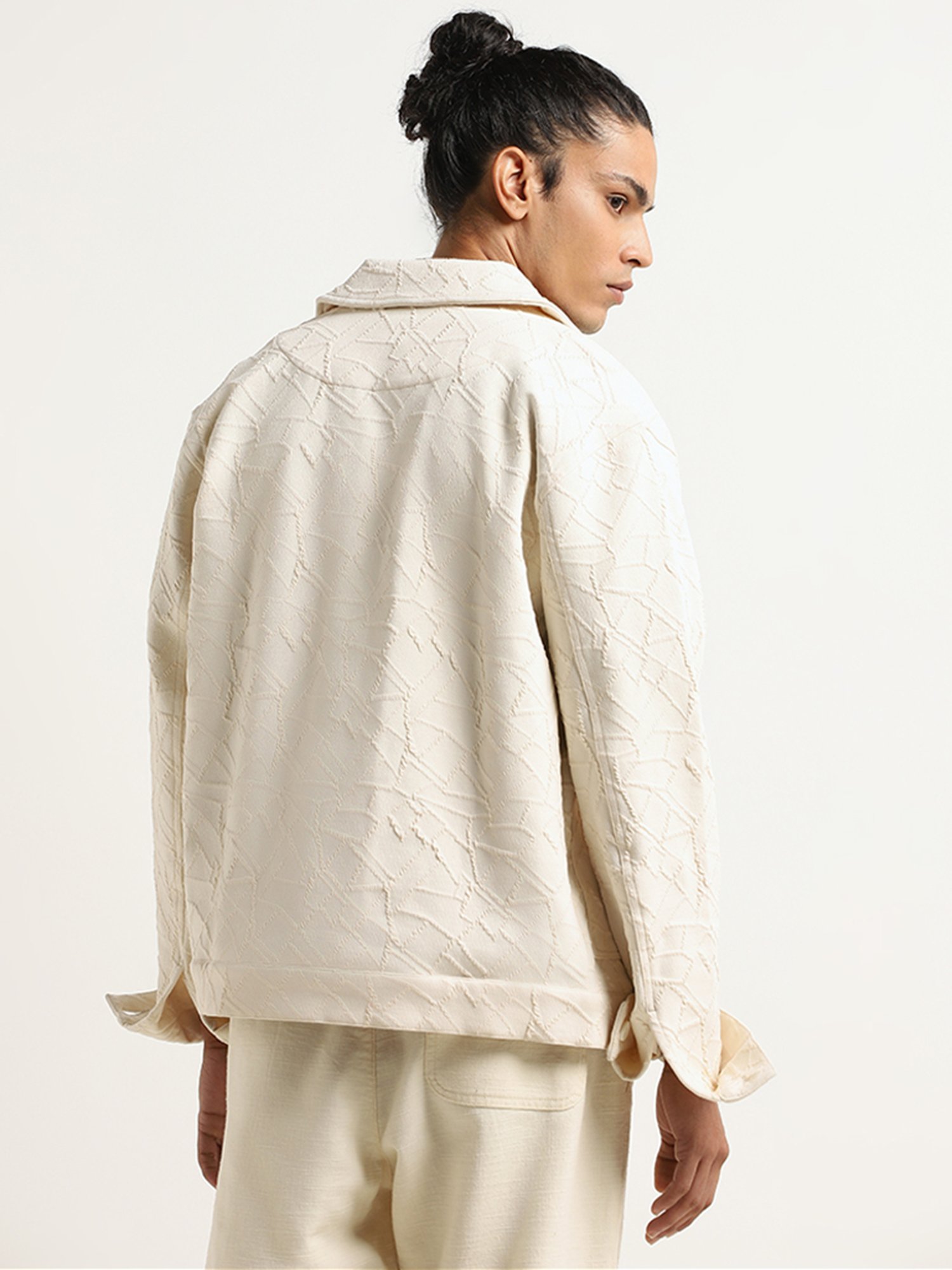 ETA by Westside Off-White Self-Patterned Relaxed Fit Jacket