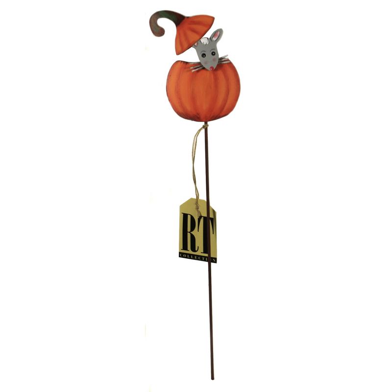 Halloween 17.0" Peeping Mouse Pumpkin Whimsy Spooky Fun  -  Decorative Garden Stakes