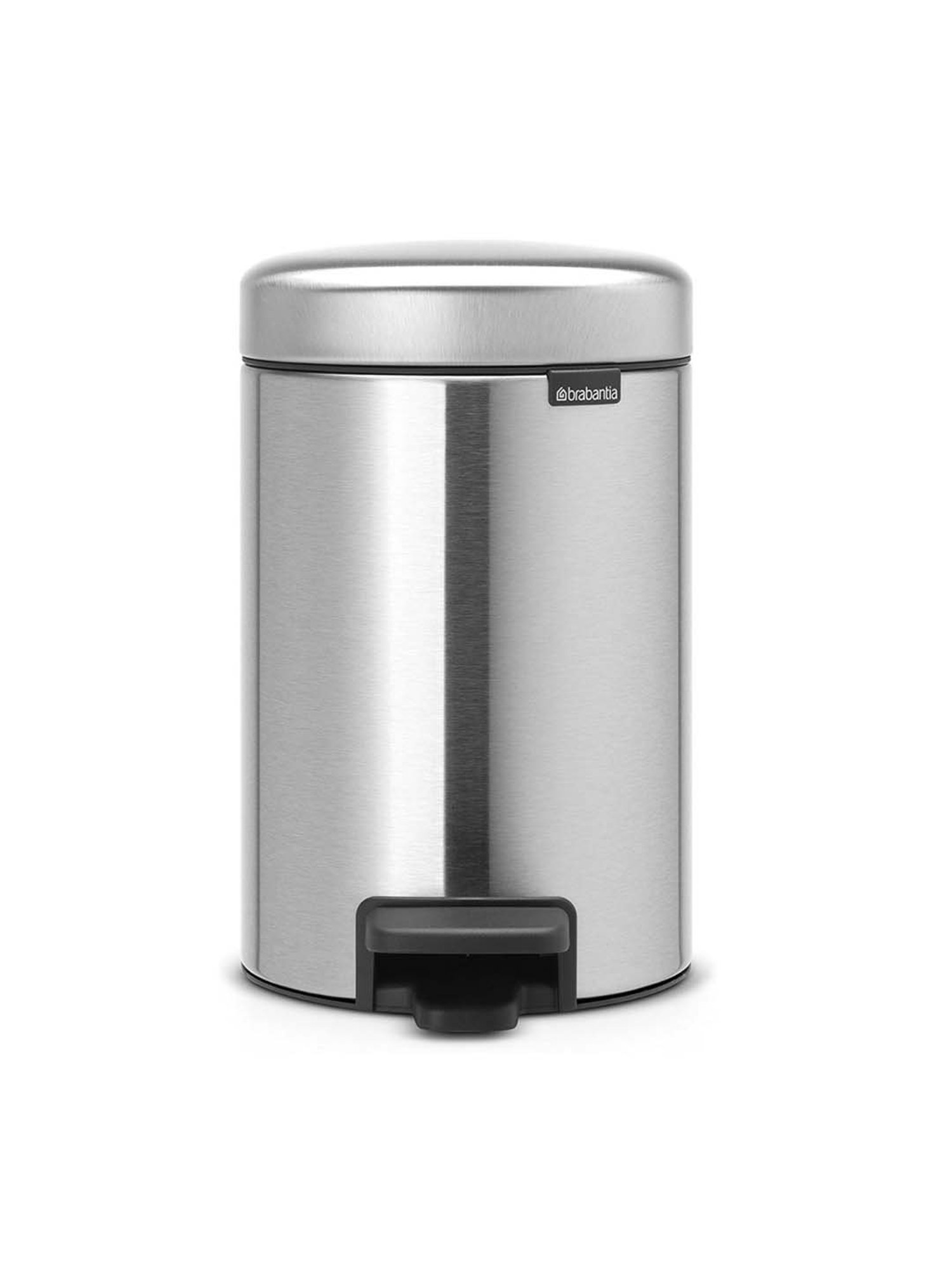 BRABANTIA NewIcon Silver & Black Stainless Steel Pedal Bin (3 L) - Set of 1