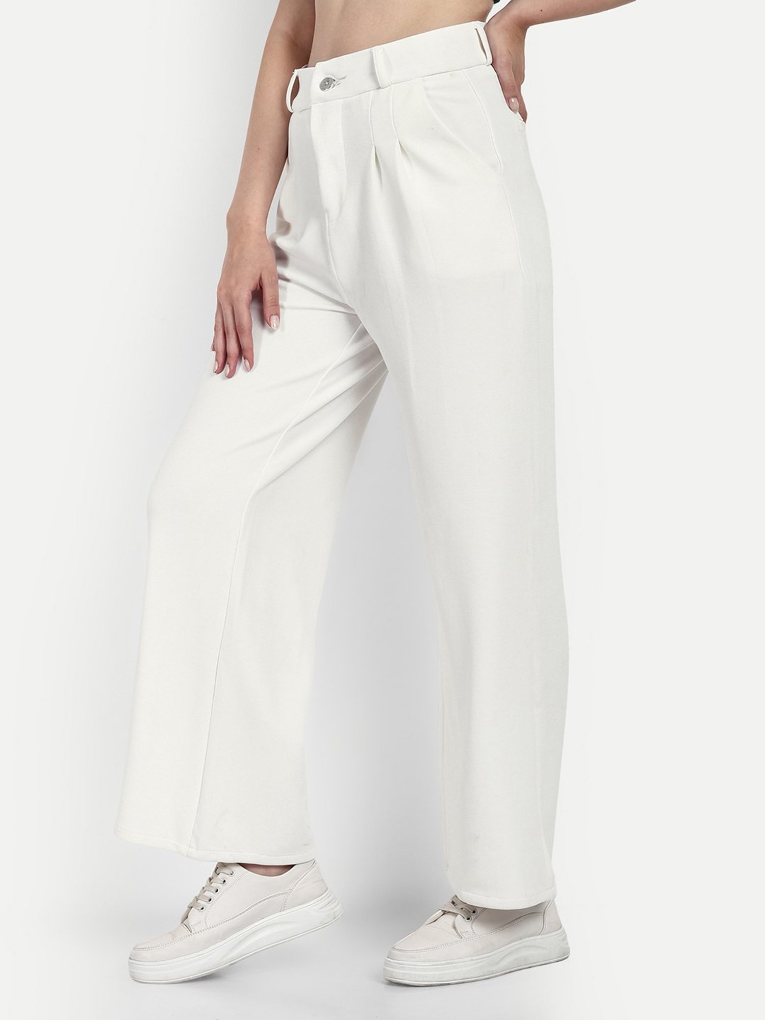 Broadstar White High Rise Trousers