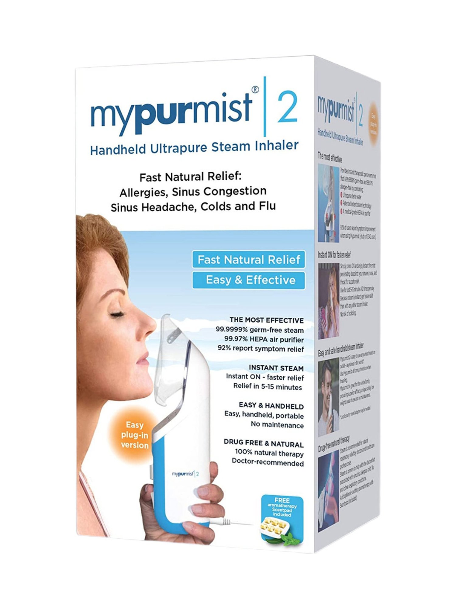 Mypurmist 2 Steam Inhaler & Air Purifier in one - Handheld Steamer