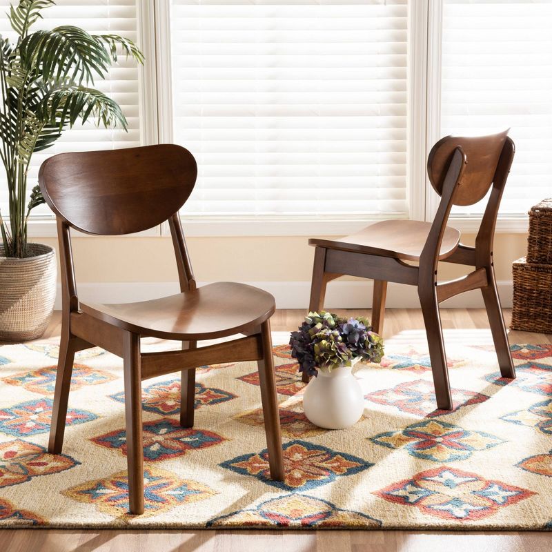 2pc Katya Wood Dining Chair Set Brown - Baxton Studio