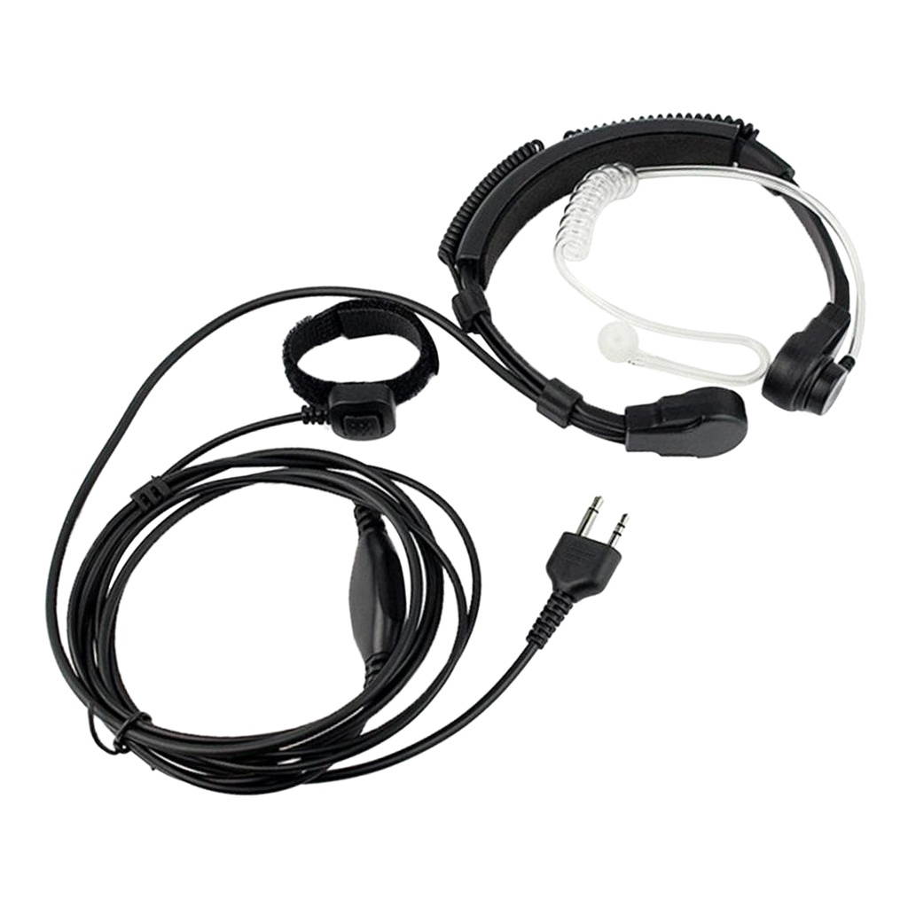 Throat Mic Covert Acoustic Tube Earpiece Headset with Finger PTT 2 Pin