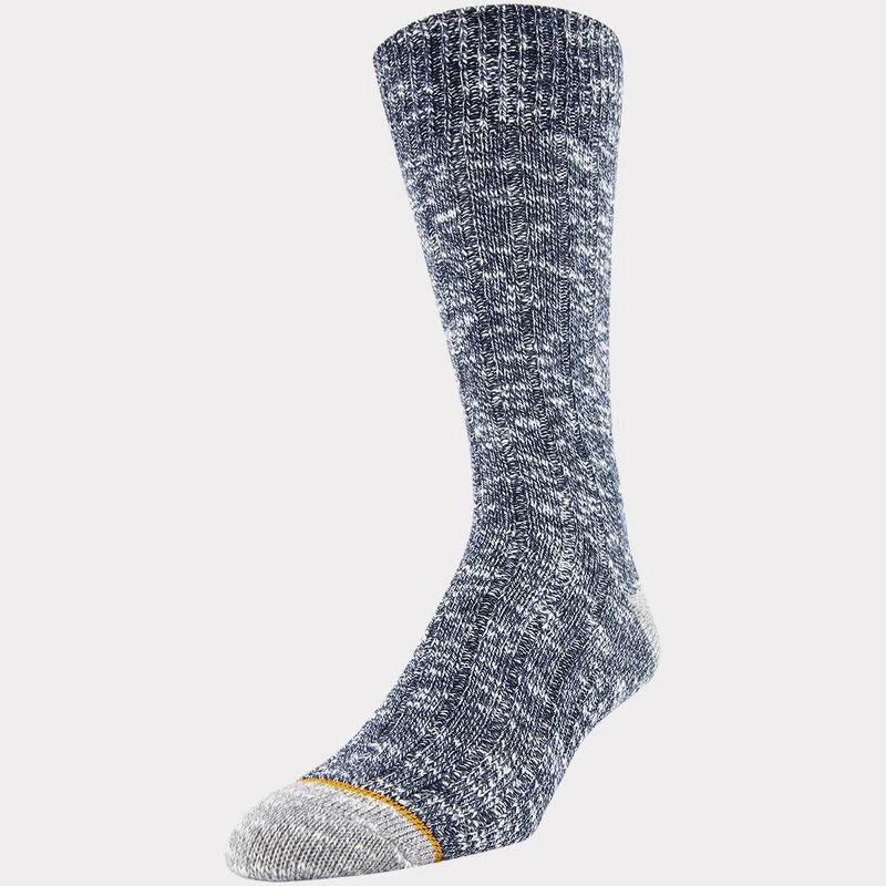 Signature Gold by GOLDTOE Men's Native Nomad Crew Slub Socks 2pk - Marbled Navy 6-12.5