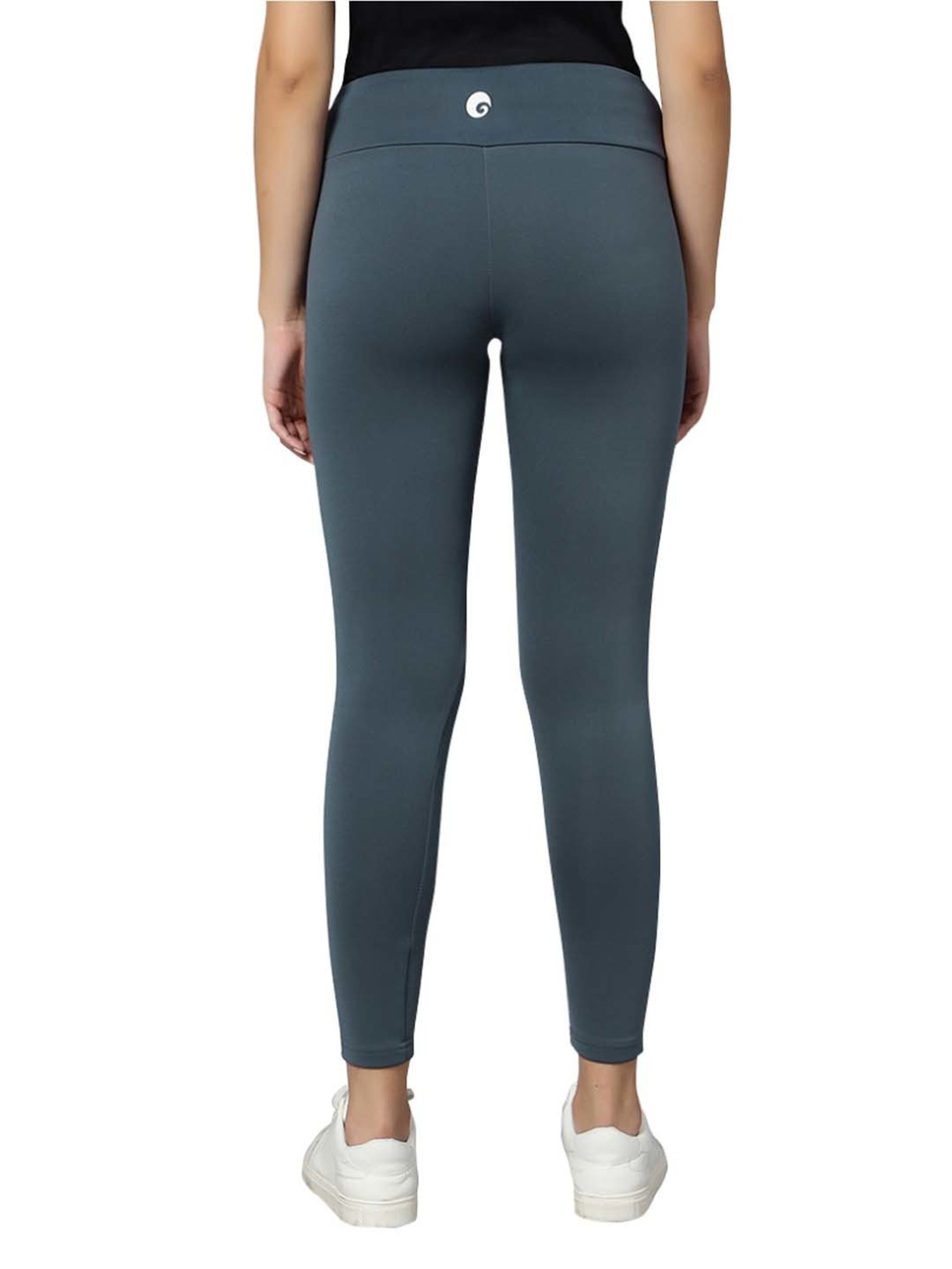 Omtex Black & Grey Mid Rise Sports Tights - Pack Of 2