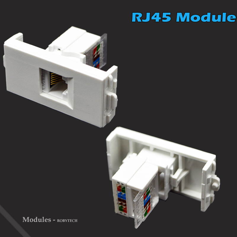 2 RJ45 Connectors Cat5e Cat6 Network Ethernet Keystone Information Wall Plate Cover with Modules Wall Mount Faceplate Socket Plug Jack