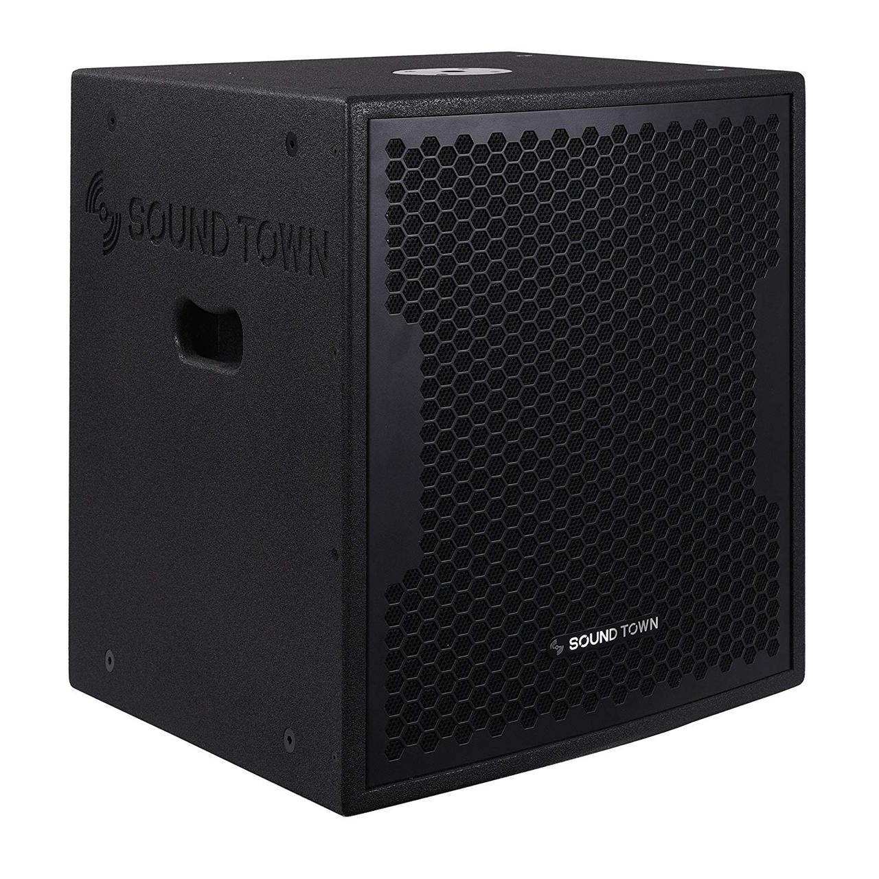 Sound Town CARME Series Powered PA Speaker and Subwoofer Combo Set with One 12&rdquo; PA Speaker, One 15&rdquo; Subwoofer, One Subwoofer Pole, Black
