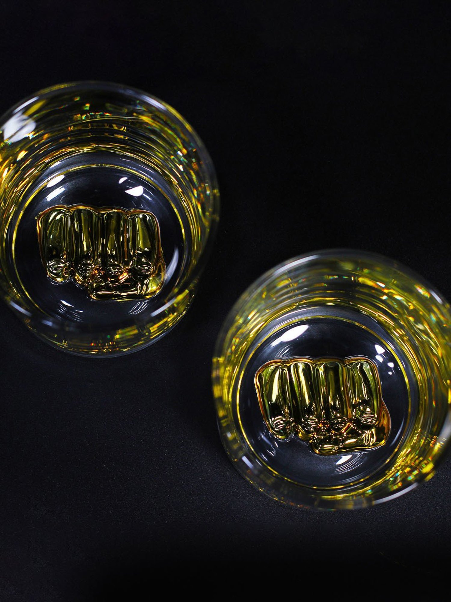 Melbify Gold Boxing Transparent Whiskey Glass 300ml - Set of 2